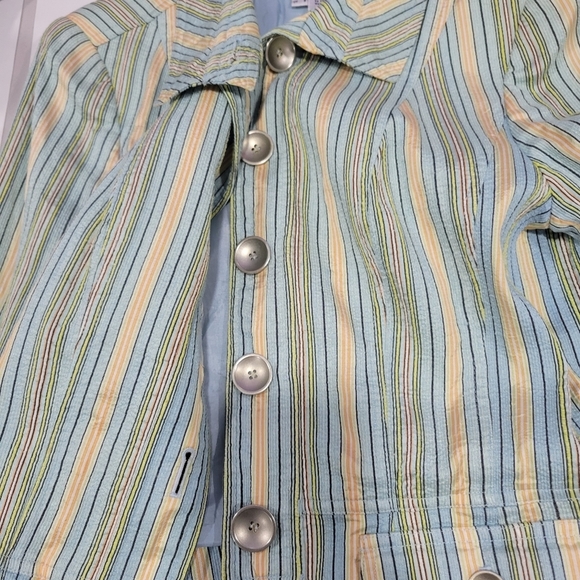 VINTAGE Carlisle Striped Silk Lined Jacket Blazer Career Size 6 - Picture 10 of 15